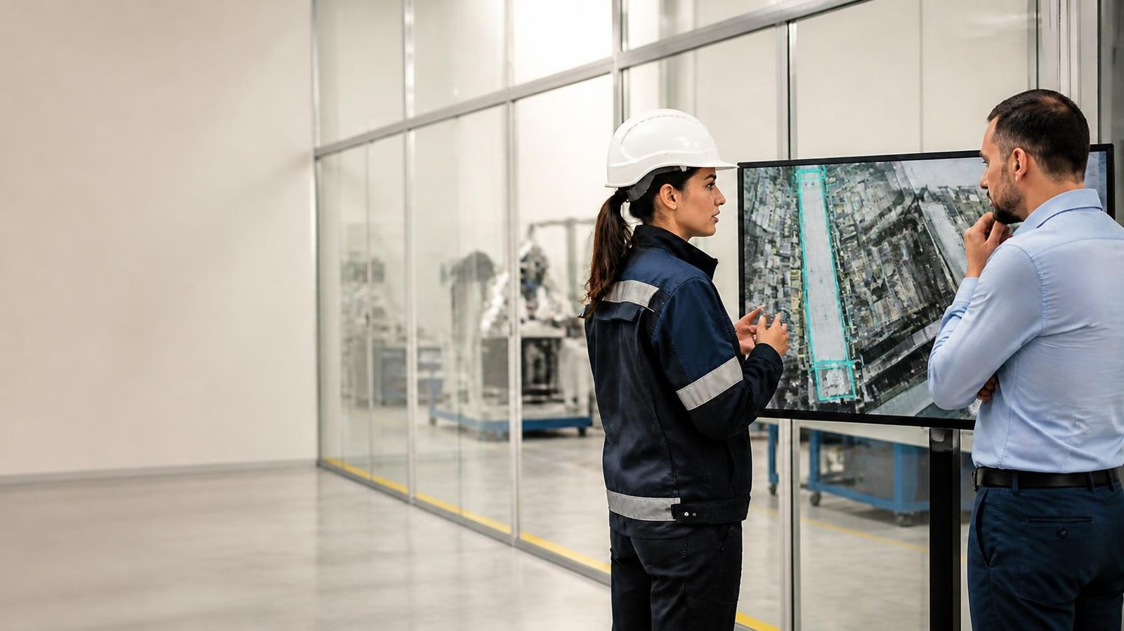 Equipo de trabajo revisando imágenes de una operación industrial